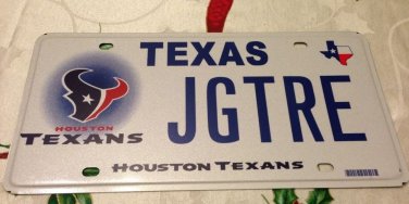 Texas Houston Texans vanity JG TRE license plate NFL John James Greg George Jim