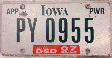 Rare Iowa Apportioned Power license plate Utility Truck Trailer USA