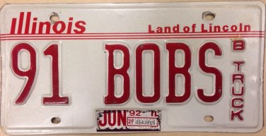 Illinois vanity 1991 BOB S license plate Robert Bobby Bobbie Rob Robbie Bobbey