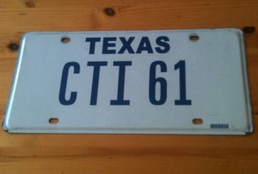 TX vanity CTI 61 license plate name Chris Claude Claudia Camille Cinthya Conan