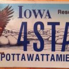Iowa Eagle vanity 4 STAR license plate Four General Restaurant Hotel