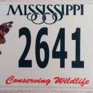 Mississippi Conserve Rabbit Hare Quail Dove Wildlife license plate Bird Owl