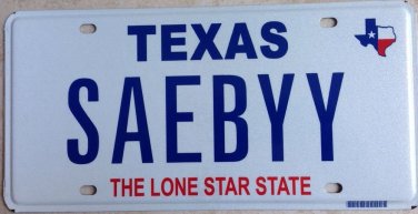 Texas vanity SAY BYE license plate Farewell Die Travel Move Divorce Separation