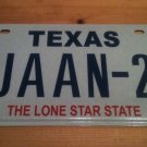 Texas vanity JAAN 2 license plate  Name Estonia Estonian John Indian Singer Sing