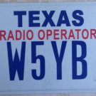 Texas Radio Operator W5YB license plate Ham Amateur Call Sign Opr Tower IARU