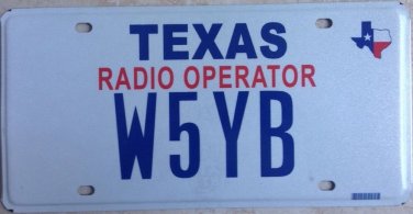 Texas Radio Operator W5YB license plate Ham Amateur Call Sign Opr Tower IARU