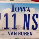 Rare Iowa VAN BUREN county License Plate Graphic USA US President Martin 711 NSN