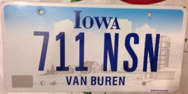 Rare Iowa VAN BUREN county License Plate Graphic USA US President Martin 711 NSN