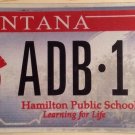 Montana Hamilton Public Schools license plate Learning Life University School MT