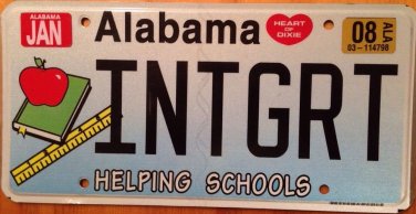 AL Helping Schools vanity INTeGRaTe license plate Races Racial Calculus Maths