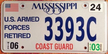 Retired Coast Guard US Armed Forces license plate Ship Military