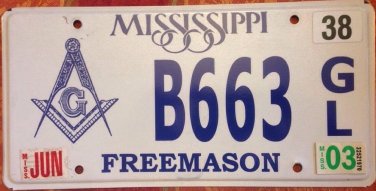 Freemason GL Grand Lodge license plate Masonry Free Mason Shriner Masonic Masons
