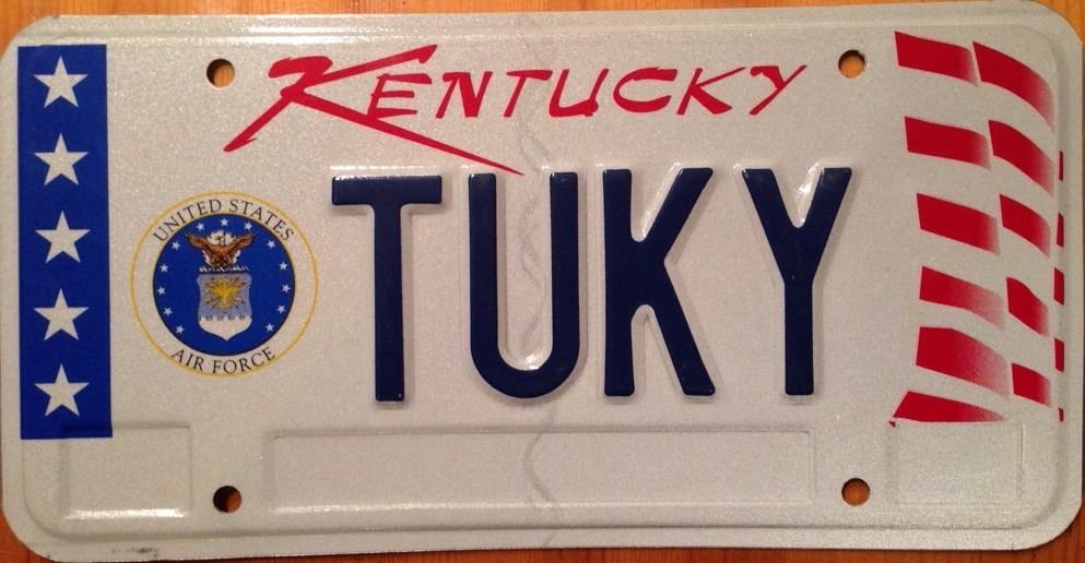 KY Air Force vanity TUcKY license Plate Tucker Everlasting Tuck