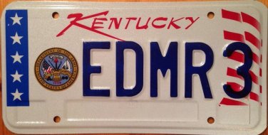 KY Army vanity EDMR 3 US license Plate Military Rank Therapy treatment