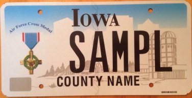 Iowa Air Force Cross Medal license plate sample War Military Award