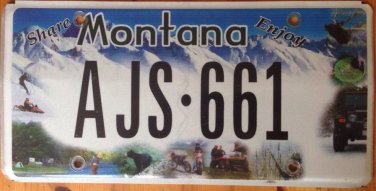 Montana Share Enjoy Bear license plate Ski Snowboard Fishing Biking Motorcycle