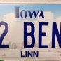 Iowa vanity 1962 Mercedes BENZ license plate Daimler Classic German Sports Car