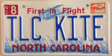 North Carolina vanity TLC KITE license Plate Tender Loving Care Katia Katherine