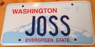 Washington vanity JOSS license plate Jocelyn Joslin Josslin Joseph Josua Joshua