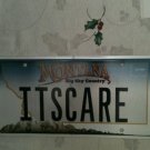 Montana vanity I am Too SCAREd license plate computer afraid fear scary slang pc