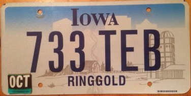 Iowa very rare county RINGGOLD license plate graphic USA