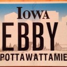 Iowa vanity DEBBY T license plate Deborah Deb Debb Debbi Debi Debbie Debbey Debe