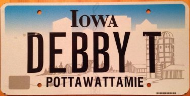 Iowa vanity DEBBY T license plate Deborah Deb Debb Debbi Debi Debbie Debbey Debe