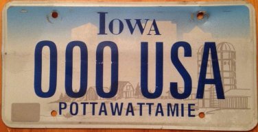 Rare Iowa Triple Digit 0 repeating license Plate #000 USA Zero Number America US