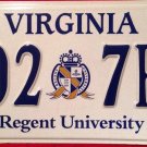 Virginia Regent University license Plate College Beach Christian Broadcasting VA