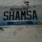 Kentucky vanity SHAMSA license plate Pakistan Punjab Arabic Muslim