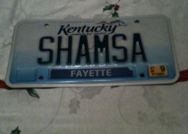 Kentucky vanity SHAMSA license plate Pakistan Punjab Arabic Muslim