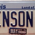 Illinois vanity KINSON 2 license plate Son Family Father