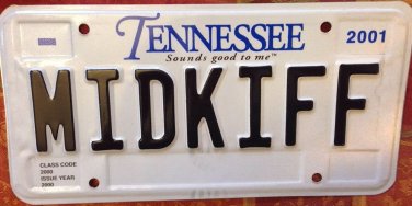 Tennessee vanity MIDKIFF license plate Kiff Kif Male Prostitute