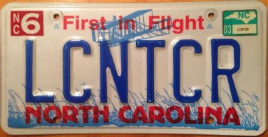 North Carolina vanity LCNT CaR license plate NC Lucent