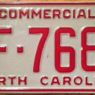 1995 NORTH CAROLINA Commercial license plate NC #BF 7689