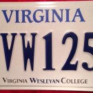Very Rare discontinued Design Virginia Wesleyan College License Plate