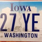 Iowa Washington county License Plate George USA President DC Columbia #227 YER