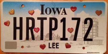 Iowa vanity HEART Pulse 172 Birth license plate Pregnancy Infant Baby Girl Born