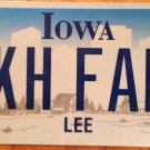 Iowa vanity KH KoHawks FAN license plate Coe College Cedar Hawk Kingdom Hearts