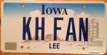 Iowa vanity KH KoHawks FAN license plate Coe College Cedar Hawk Kingdom Hearts