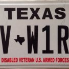Texas 2010's new Disabled Veteran US Armed Forces license plate Military Navy