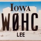 Iowa Ham Radio Operator W0HC License Plate Call Sign Hotel Charlie