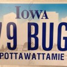 Iowa vanity 1979 Volkswagen BUG license plate VW Beetle Classic German Car Jetta