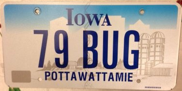 Iowa vanity 1979 Volkswagen BUG license plate VW Beetle Classic German Car Jetta