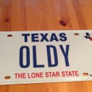 Texas vanity OLDY license plate muscle car antique historic Street Rod classic