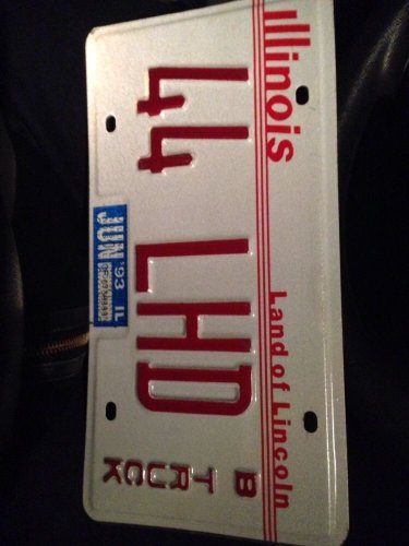 Illinois vanity 44 LHD license plate