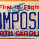 North Carolina vanity COMPOSaNT License Plate