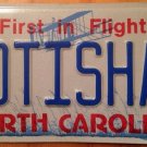 NORTH CAROLINA vanity OTISHA  license plate Tisha