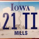 Iowa Mills county License Plate 321 TIC Mexican American War graphic USA college