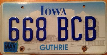 Iowa GUTHRIE county License Plate USA graphic Folk singer Woody music racing Jim